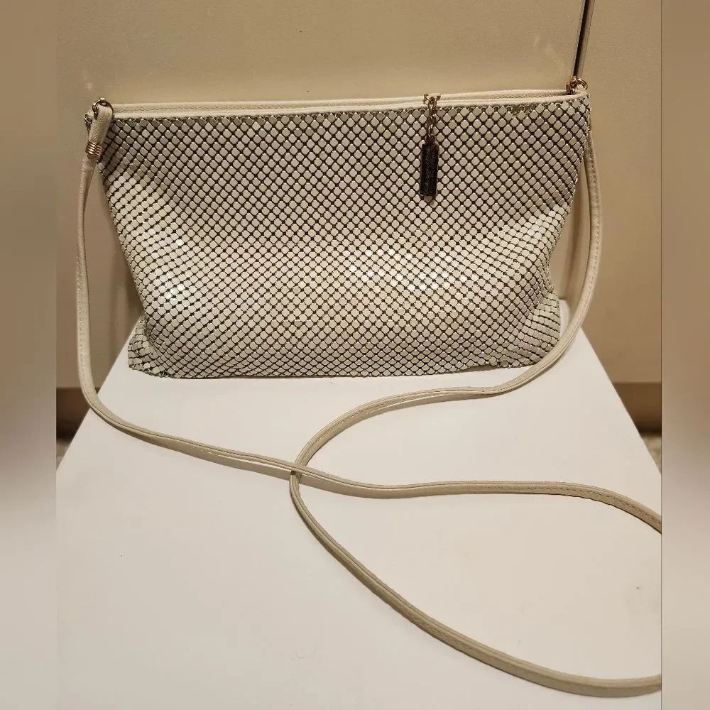 Vintage Mint '60s Whiting & Davis Ivory Mesh Evening Shoulder/Crossbody Bag USA
